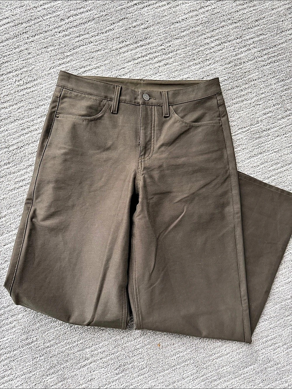 lululemon EasyFive Low-Rise Classic Wide-Leg Pant Olive Brown Waist 27